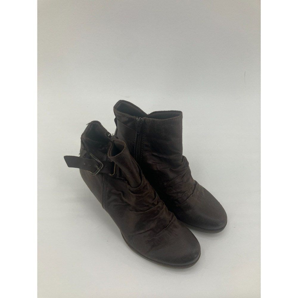Baretraps Rikita‎ Boots Womens US 7 M Brown Side Zipper Block Heel Ankle Bootie